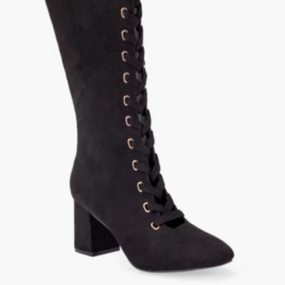 Fabulous Vegan Lace-Up Knee Boots! S6 - Brand New! - Picture 3 of 7